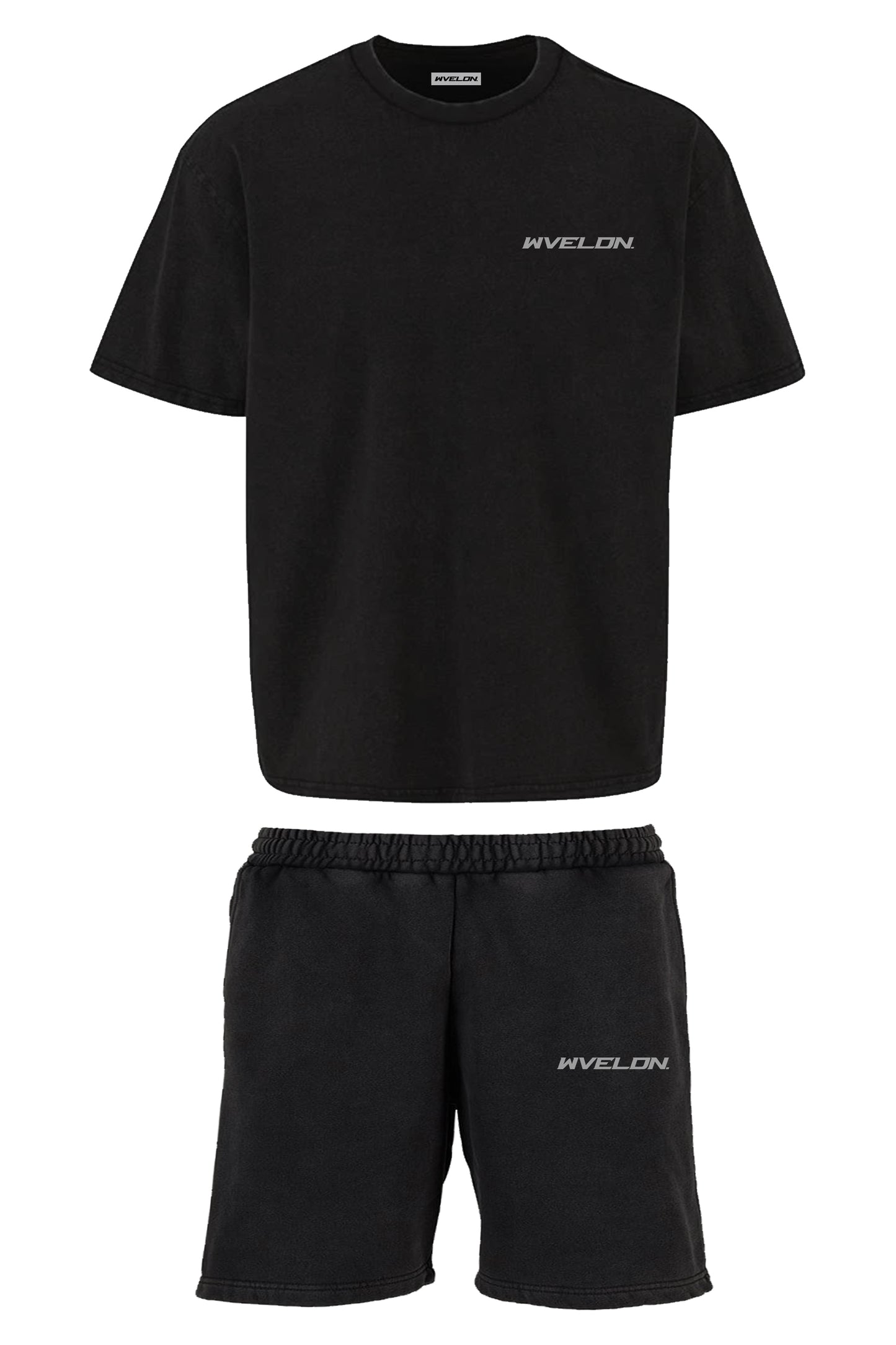 FADED SHORTS SET - ACID BLACK/BLACK*