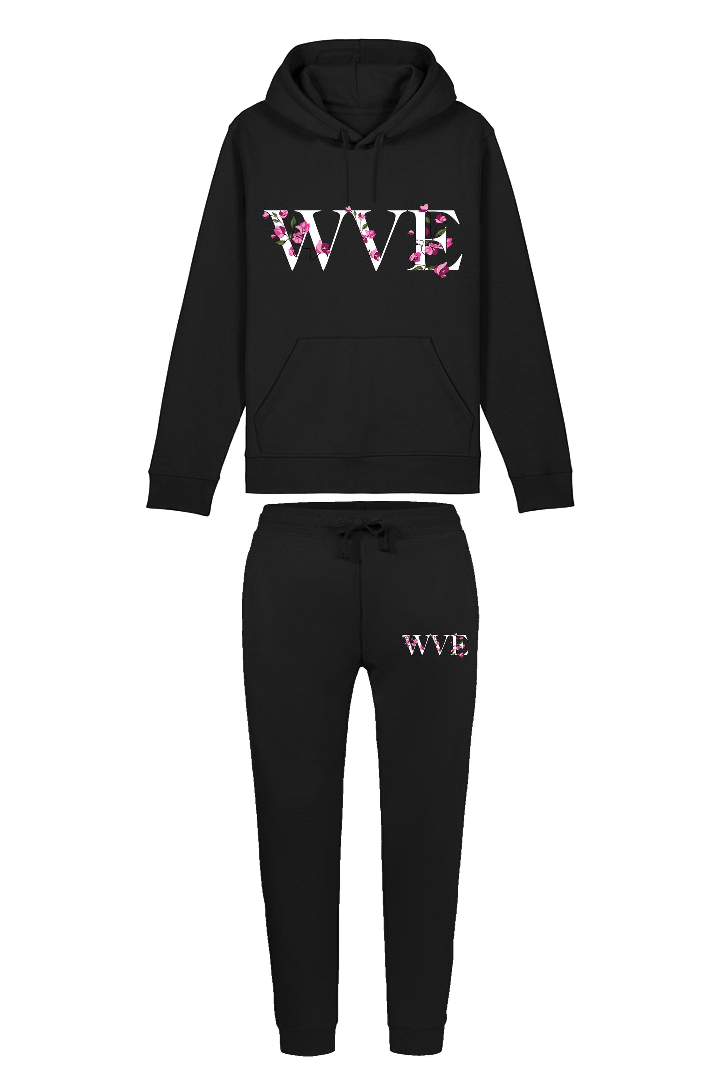 WVE Pink Roses Black Tracksuit