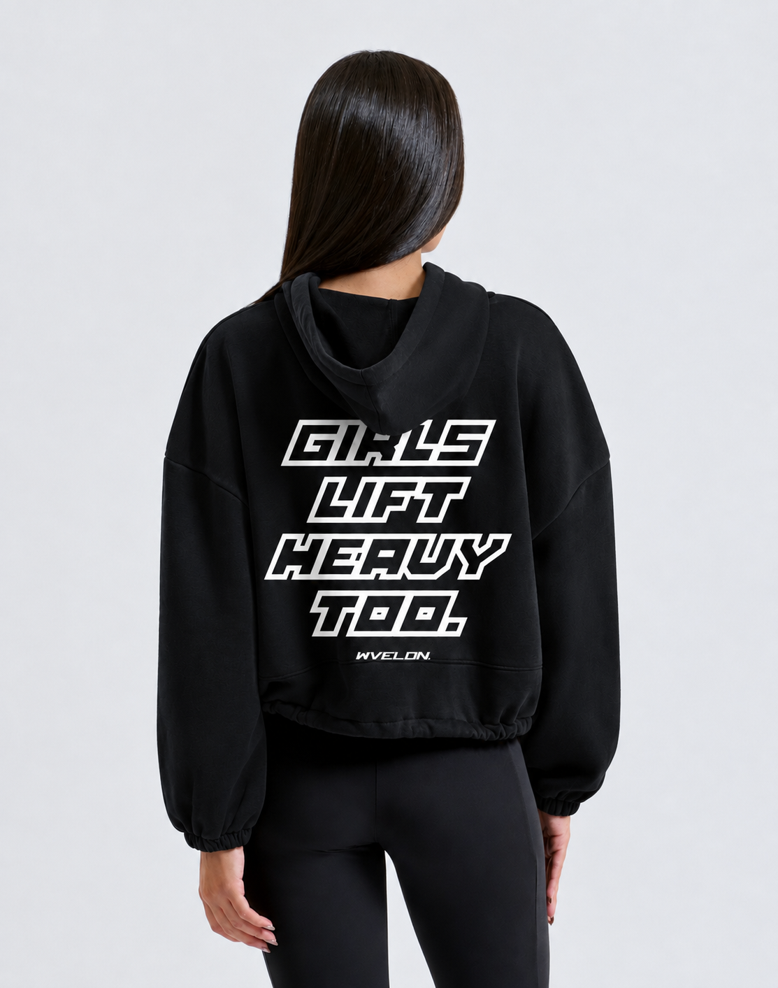 Girls Lift Heavy Too Oversized Cropped Hoodie
