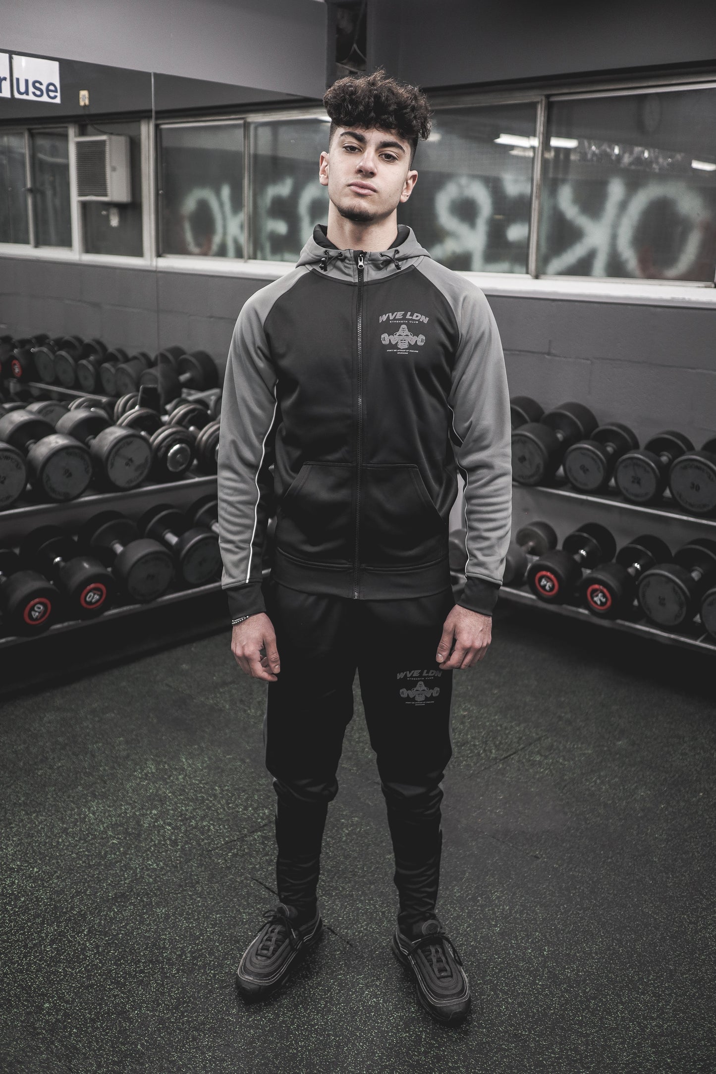 Strength Club Zip Up Hoodie Black/Grey