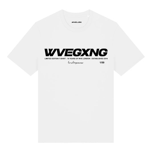 WVE GXNG 10 YEAR ANNIVERSARY T-SHIRT- WHITE