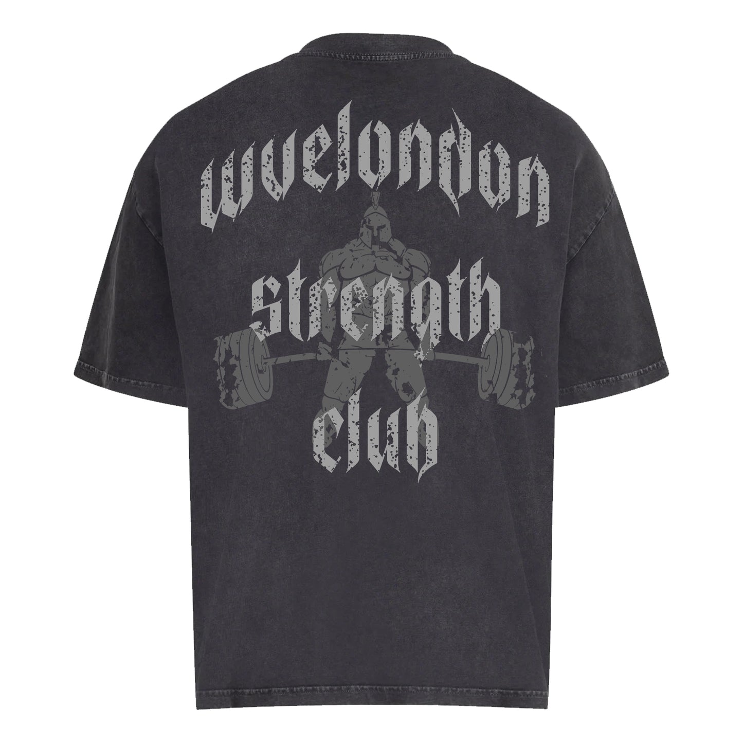 Strength Club Oversized T-Shirt Acid Wash Grey