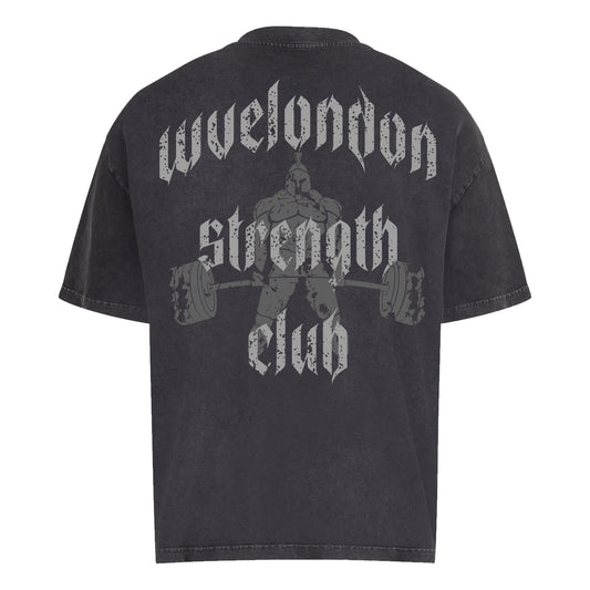 Strength Club Oversized T-Shirt Acid Wash Grey