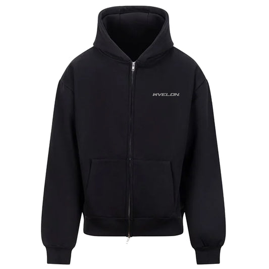 Essential Zip-Up Hoodie Black
