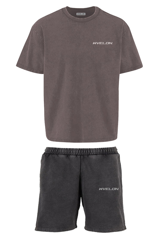 FADED SHORTS SET - ACID GREY/GREY*